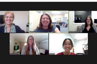 Members of the Office of Research team from the Department of Anesthesia. Left to right, starting on the top row: Izabela Panek, Sharon Amey, Stephanie Blackman, Taryn Forrestall, Kaela Fraser (Missing: Ashley Zahavich)