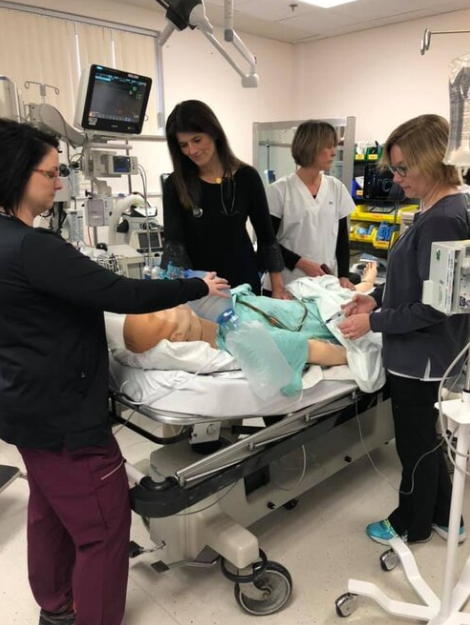 simulation training in a hospital room
