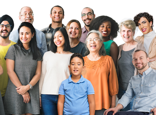 A group of people with a plain background