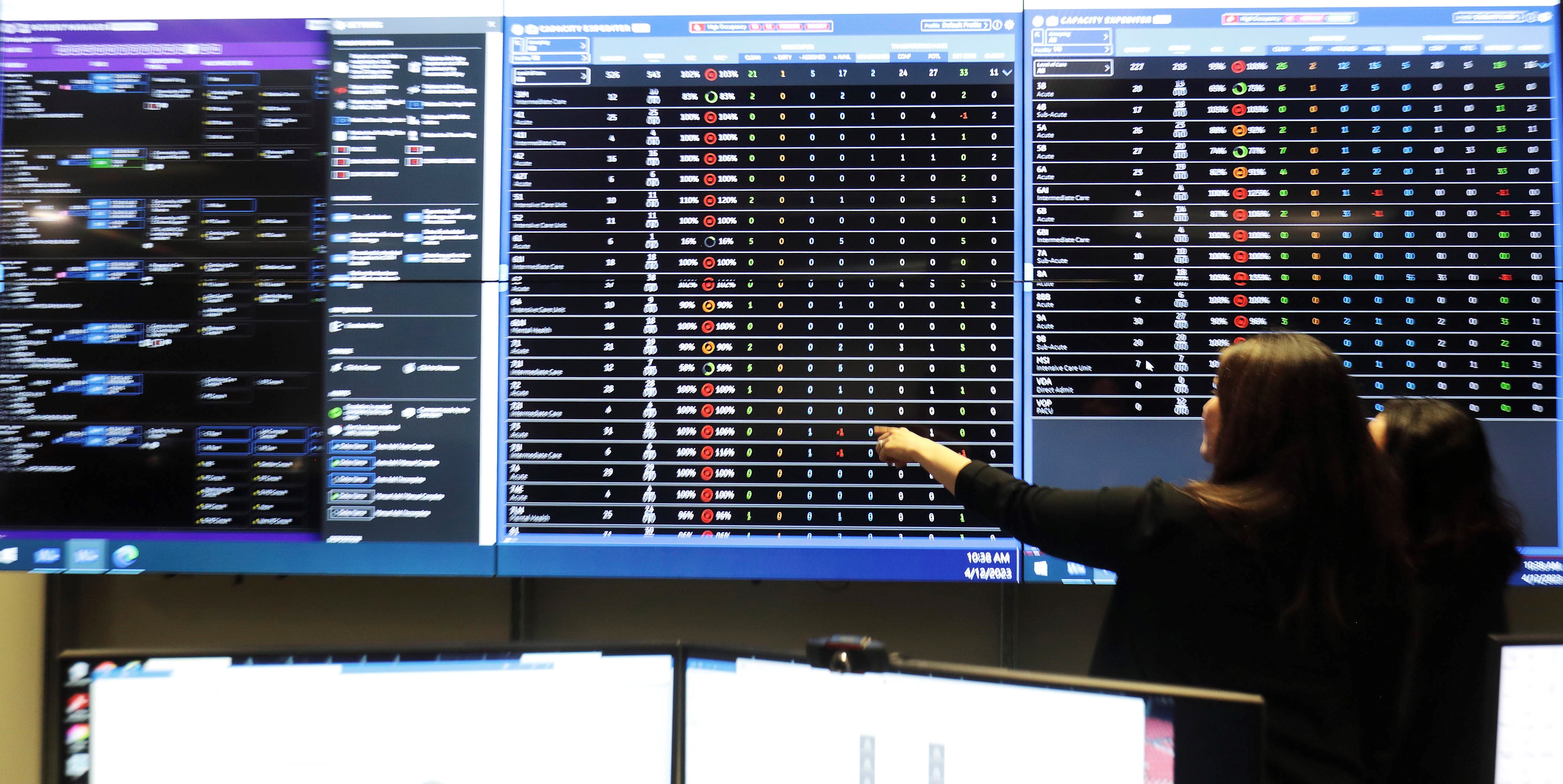 Photo of the monitors used at the Care Coordination Centre