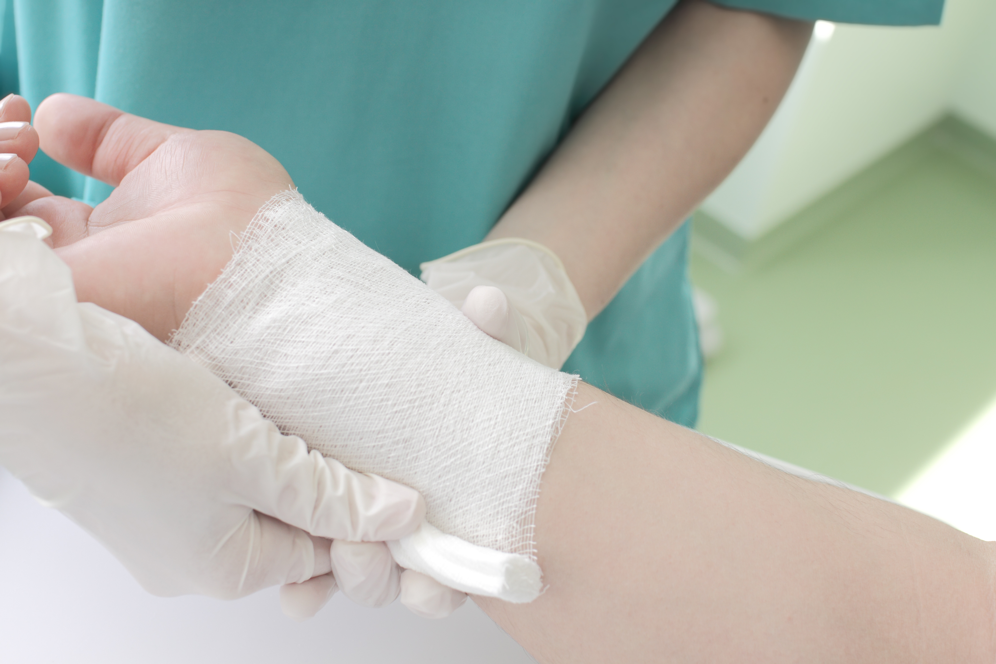 A wound being wrapped