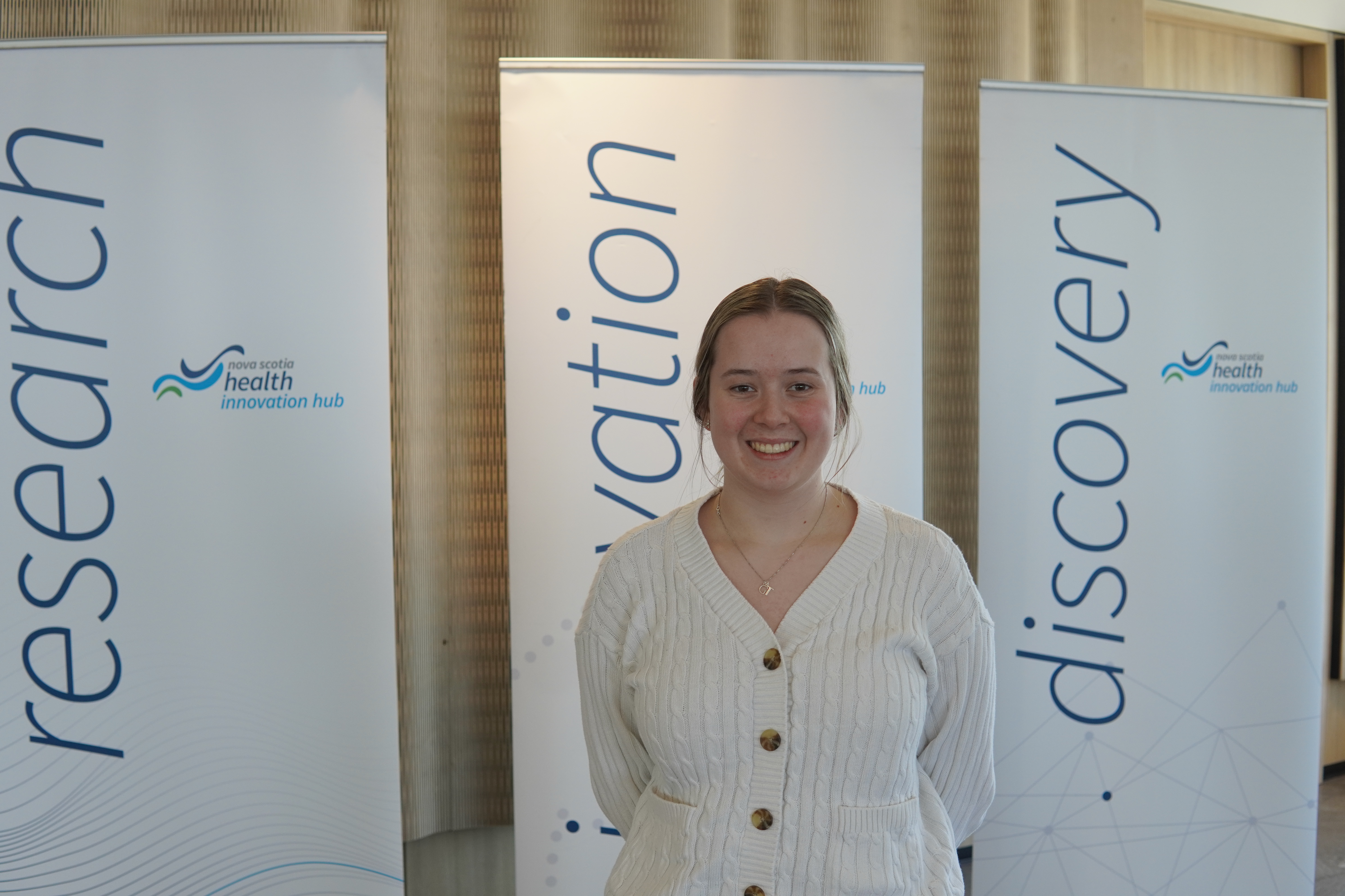 Dalhousie Engineering student Grace poses at the Nova Scotia Health Innovation Hub
