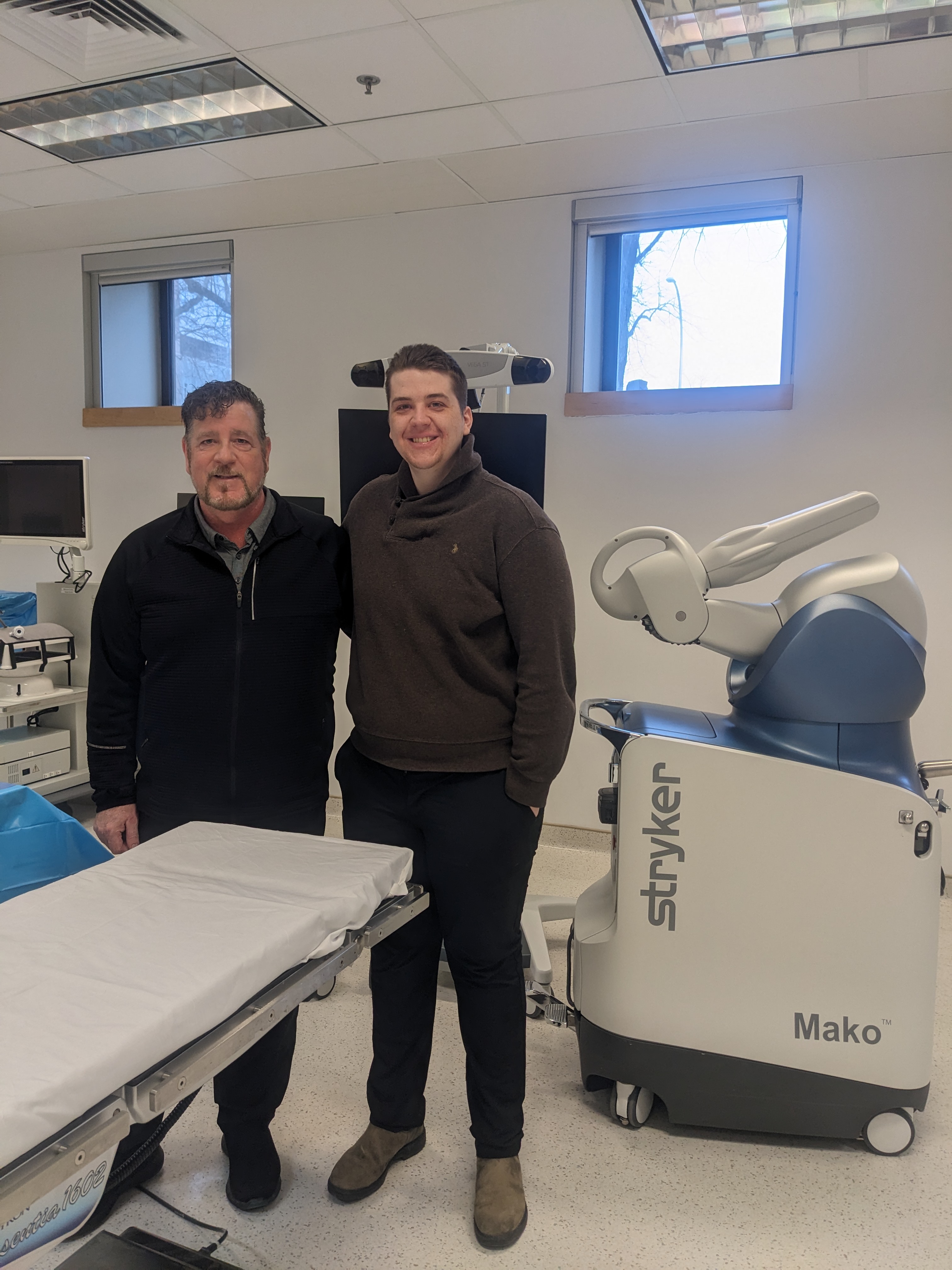 Lachlan and dad Darren at the robot simulation centre