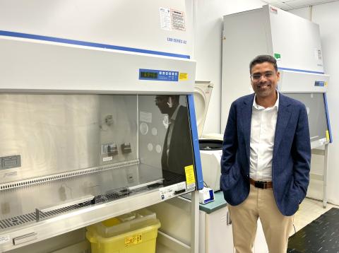 Dr. Mahmoud Elsawy stands in the cell therapy lab at the QEII Hospital in Halifax, Nova Scotia. 