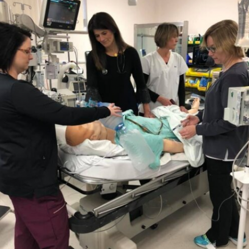 simulation training in a hospital room