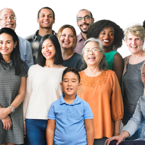 A group of people with a plain background