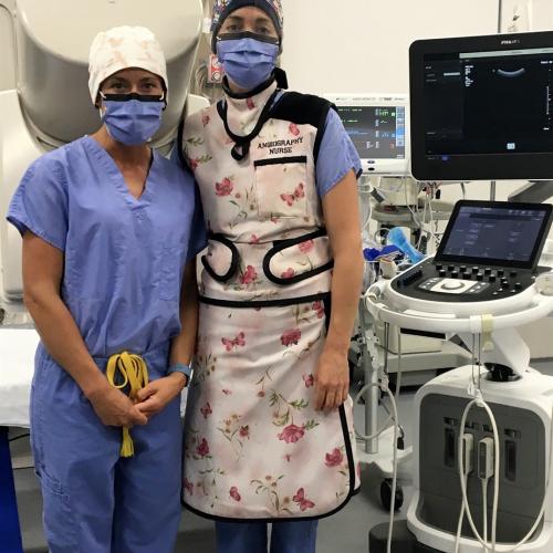 Jessica Gillis and co-worker Jana Wilson in an operating room