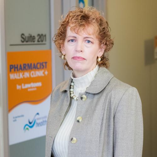 Nurse Practitioner Sue Battersby-Campbell at the newest Pharmacist Walk-In Clinic+ Mill Cove (Bedford) location.