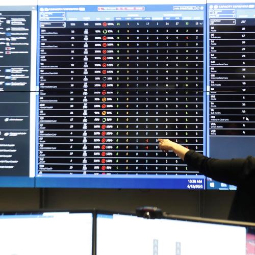 Photo of the monitors used at the Care Coordination Centre