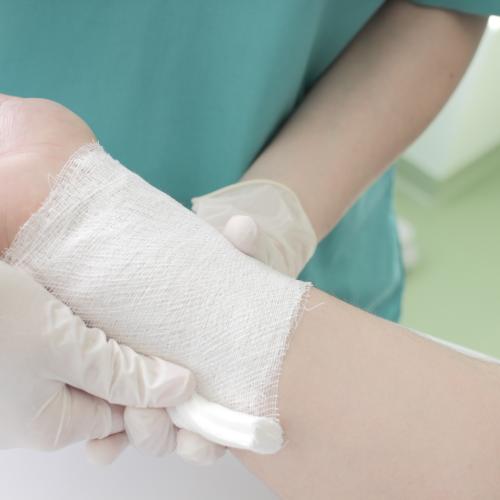 A wound being wrapped