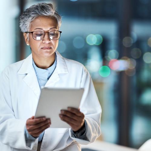 Doctor views iPad